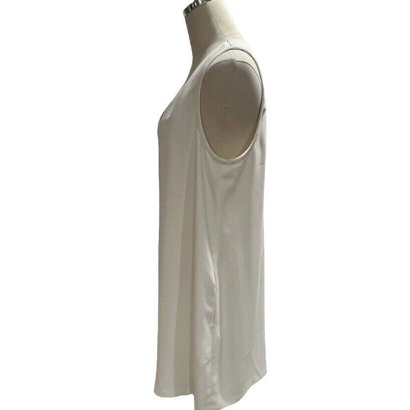 Trina Turk Women's Banning White Crepe Sleeveless V Neck Pockets Dress Sz 12-14 - Picture 6 of 10